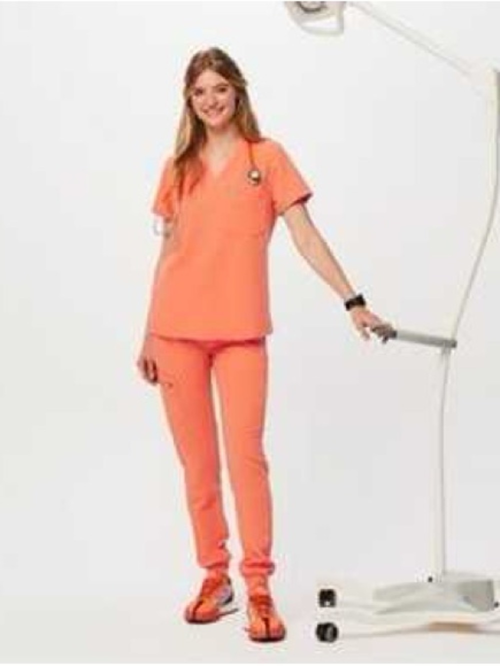 Figs orange HW Papaya Track Jogger Pants with Contrast Drawstring - Picture 2 of 7